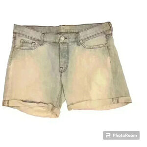 7 For All Mankind Bleached White Washed Distressed Mom Shorts size 30 Acid Wash